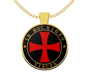 Authentic VIKING RED CROSS CRUSADE WARRIOR pendant 18K Gold plated necklace 22" women men