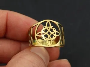 Authentic Unusual Gold Plated Viking Witch Knot Ring -