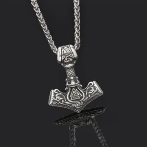 Authentic Empowered Warrior: Thor's Mjolnir Valknut Pendant