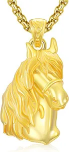 Authentic Gold Plated Viking Horse Necklace for Women 925 Sterling Silver Pendant Gifts