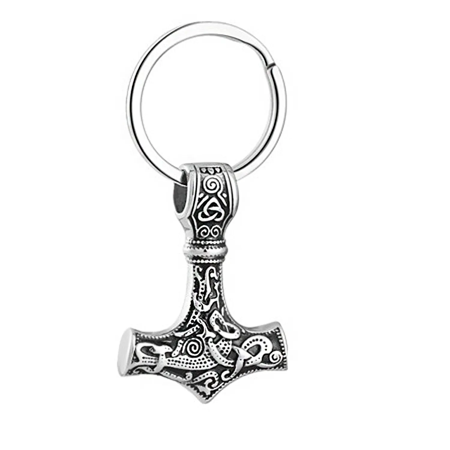 Authentic Viking Thor Hammer Cremation Keychain for Ashes - Urn Pendant Mjolnir Keepsake Jewelry for Men