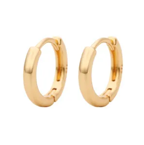 Authentic 2Pcs Silver Gold Plated Plain Hinged Huggie Hoop Ear Earrings Women Girl PE49
