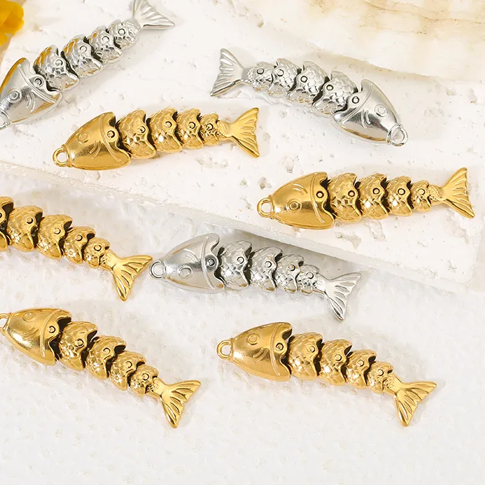 Authentic 2pcs Articulated Swinging Fish Charm Koi Fish Pendants for Necklace Jewelry Earrings Making Supplies Accessories