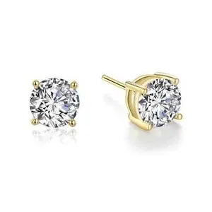 Authentic Lafonn Radiant Solitaire Gold-Plated Diamond Studs