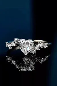 Authentic The Eternal Devotion Heart Moissanite Ring in Radiant White Gold Plate