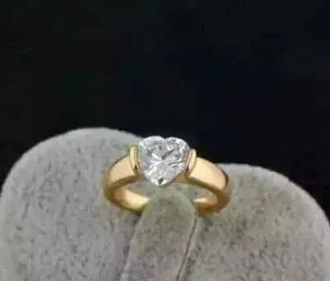 Authentic 3.00 Ct Heart Cut Moissanite Engagement Wedding Ring 14k Yellow Gold Plated