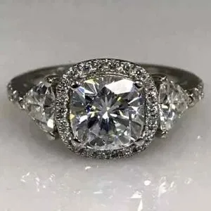 Authentic 3.00 Ct Cushion Cut Moissanite Engagement Wedding Ring 14K White Gold Plated