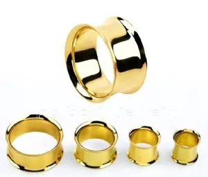 Authentic PAIR Gold Plated 316L Surgical Double Flared Tunnel Plugs 14G-00G