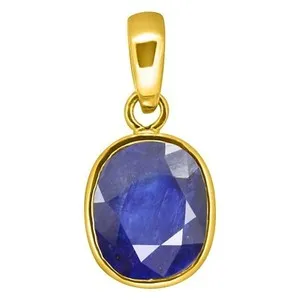 Authentic 4.25 Ratti 3.00 Carat Certified Original Blue Sapphire Gold Plated Pendant