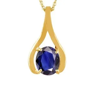 Authentic 4.25 Ratti 3.00 Carat Certified Original Blue Sapphire Gold Plated Pendant Locke