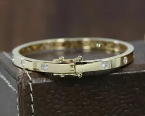 Authentic The Celestial Orbit: Radiant Gold-Plated Diamond Bangle