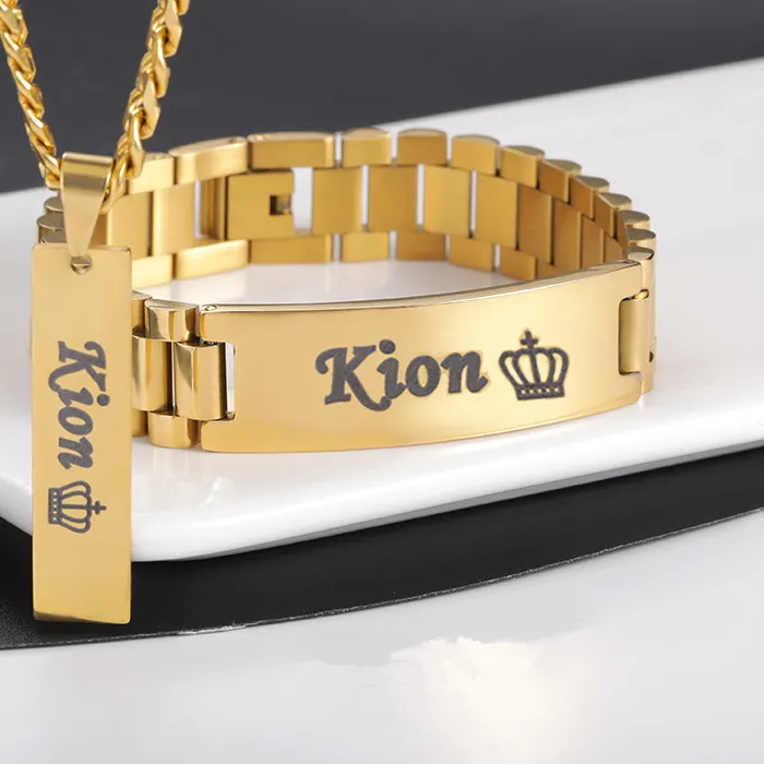 Authentic Custom Name Necklace Big Bangle Jewelry Stainles Gold Color Nameplate Accessories Boyfriend Dad Son Husband