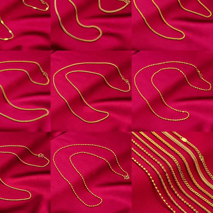 Authentic 24K Gold 60cm Necklace | AU999 Pure Gold, sleek polished chain, 60cm length, elegant for layering or solo wear