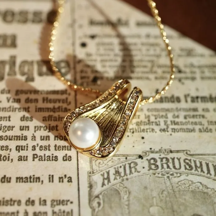 Authentic Harp Solo Vintage Original Vintage Necklace Artistic Sense High Grade Brushed Small Pearl Collar Chain Banquet Jewelry