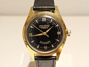 Authentic VINTAGE RARE GOLD PLATED GERMANY MEN'S WATCH "LACO" SPORT VOLKSWAGEN 100.000KM
