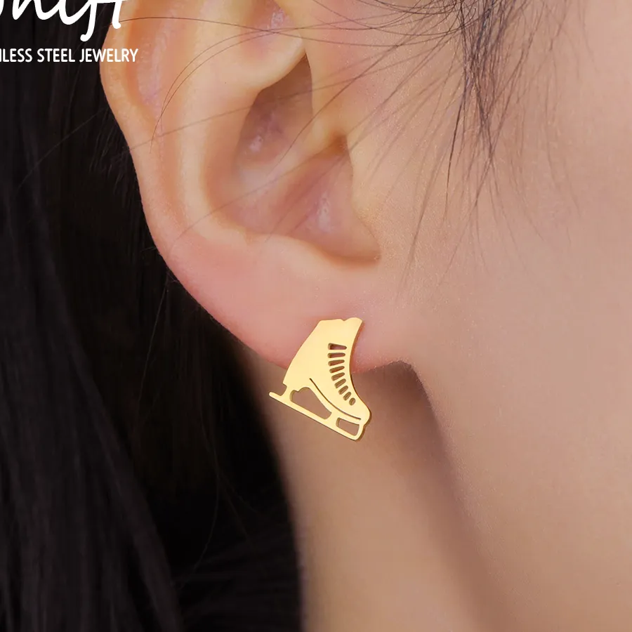 Authentic The Glacial Grace Studs: Sculpted Elegance in Stainless Steel