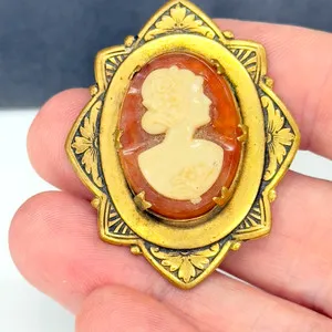 Authentic The Celestial Sentinel: Vintage Eight-Pointed Cameo Amulet