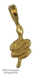 Authentic Diamondback Rattle Snake Charm Animals & Insects Pendant 24k Gold Plated