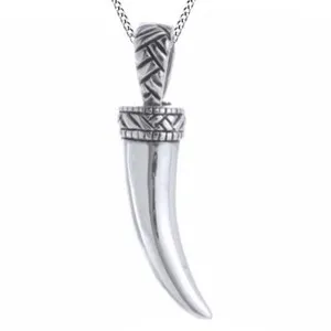 Authentic Braided Lucky Charm Horn Pendant with 18" Chain Necklace in 14K Gold Plated