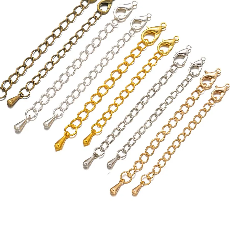 Authentic 20pcs 50/70mm Extended Extension Tail Chain Lobster Clasps Connector For DIY Necklace Bracelet Anklet Jewelry Making Findings