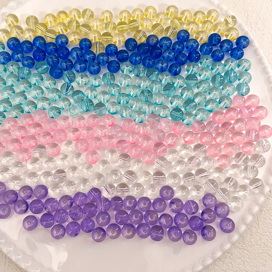 Authentic 50/100pcs Transparent Glass Round Beads Scattered Bead For DIY Bracelet Jewelry Making Accessories Material Simple And Versatile