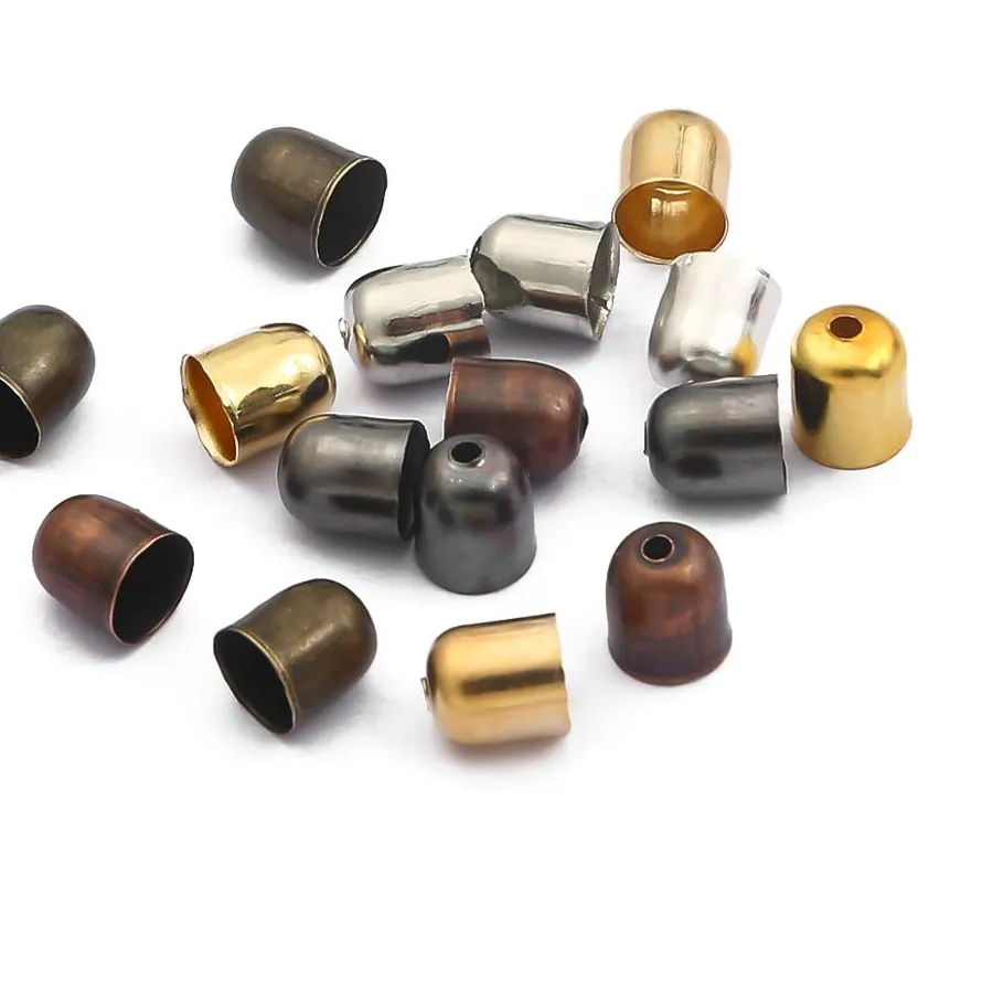 Authentic 50-100pcs Tassel Caps Leather Cords Crimp End Beads Cap Braceletes Buckle Finding End Tip Cap For DIY Jewelry Making Accessories