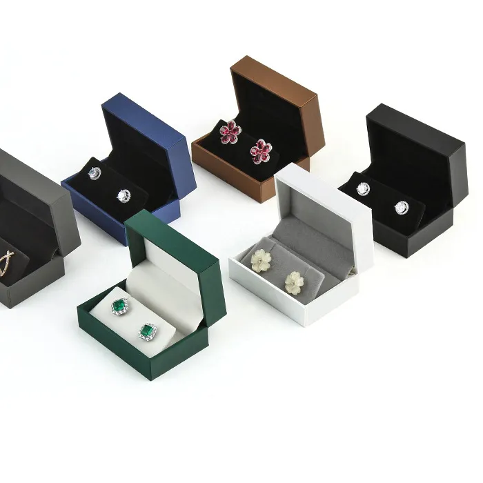 Authentic Quality Stud Earring Jewelry Storage Presentation Packaging Boxes Faux Leather Piercing Nail Pendant Necklace Organizer Box