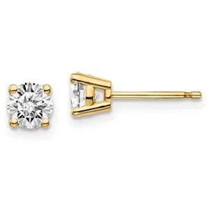 Authentic 1 - Pair Gold Plated Sterling Silver 5mm Round Basket Set CZ Stud Earrings - Jew
