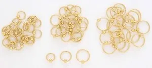 Authentic 1 Pair 14k Gold Plated Captive Rings 18g 3/8" 10mm Ear Lip Nose Eyebrow Piercing