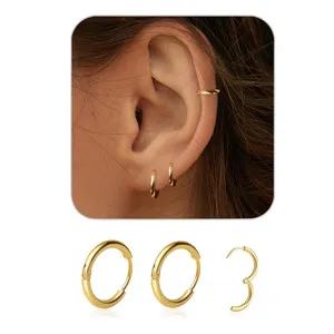 Authentic Radiant 14K Gold-Plated Dainty Huggie Hoops