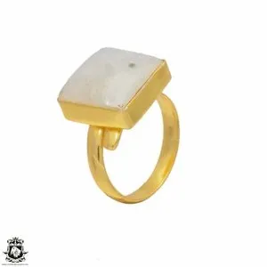 Authentic Size 9.5 - Size 11 Adjustable Moonstone 24K Gold Plated Ring GPR66