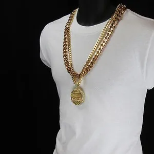 Authentic Men 14k Gold Plated Last Supper Pendant Iced Cubic Zirconia Two 30" Cuban Chain
