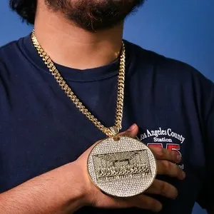 Authentic The Sacred Banquet 14k Gold-Plated Last Supper Talisman with Cuban Chain