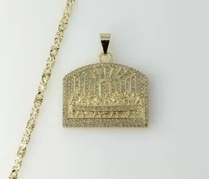 Authentic The Sacred Communion: Gold-Plated Last Supper Pendant & 4mm Guardian Chain