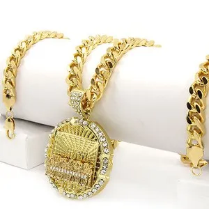 Authentic Soulful Rhythm: 14k Gold‑Plated Last Supper Pendant with Sparkling Cubic Zirconia, 30‑inch Cuban Link