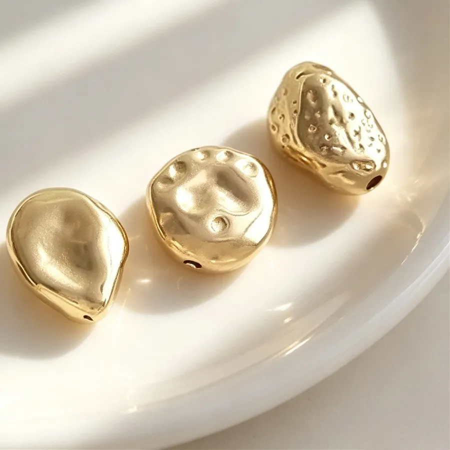 Authentic 14K Gold Plated Long Lasting Irregular Baroque Petal Spacer Beads DIY Pearl Jewelry Findings