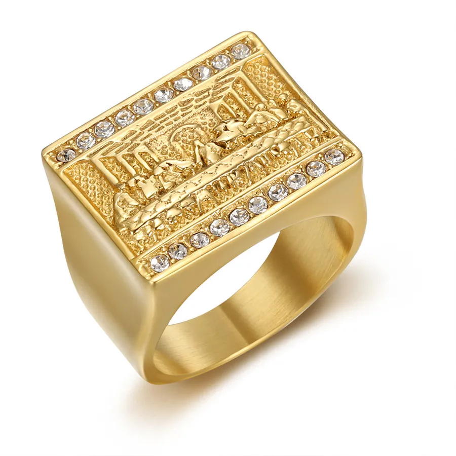 Authentic Religious The Last Supper Ring Gold Color Big Square Rings For Men Party Jewelry Male 2025