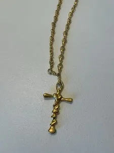 Authentic Robert Lee Gold Plated Twisted Rope Crucifix Necklace