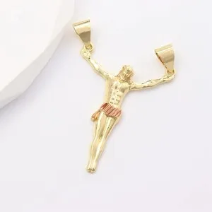 Authentic 18k Gold Plated Jesus Crucifix Pendant Necklace -Link Chain 18”