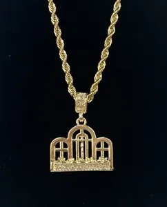 Authentic Holy Trinity Jesus Crucifix Pendant 1.25” & 24” Rope Chain Necklace Gold Plated
