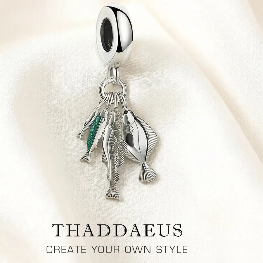 Authentic Charm Pendant Fishes Spring Men Women Trendy 925 Sterling Silver Jewelry Accessories Lucky