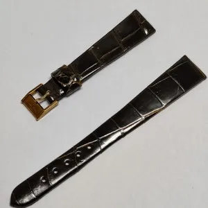 Authentic 15mm Longines Croco watch band, Gold Plated BUCKLE 10mm vintage UNROC #y2