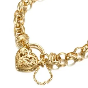 Authentic 18ct Heavy Yellow Gold Plated 10mm Belcher Bracelet Featuring a Filigree Lock...