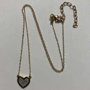 Authentic STERLING SILVER ROSE GOLD PLATED HEART NECKLACE PENDANT 15” 2” EXTENDER
