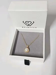 Authentic WELMATCH 18K Gold/ Plated Circle Pearl Inlayed Necklace, 15" + 2" Adjustable