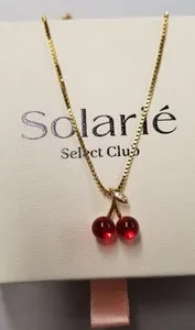 Authentic Solarie Gold Plated Cherry Luxe Necklace 15"+2"