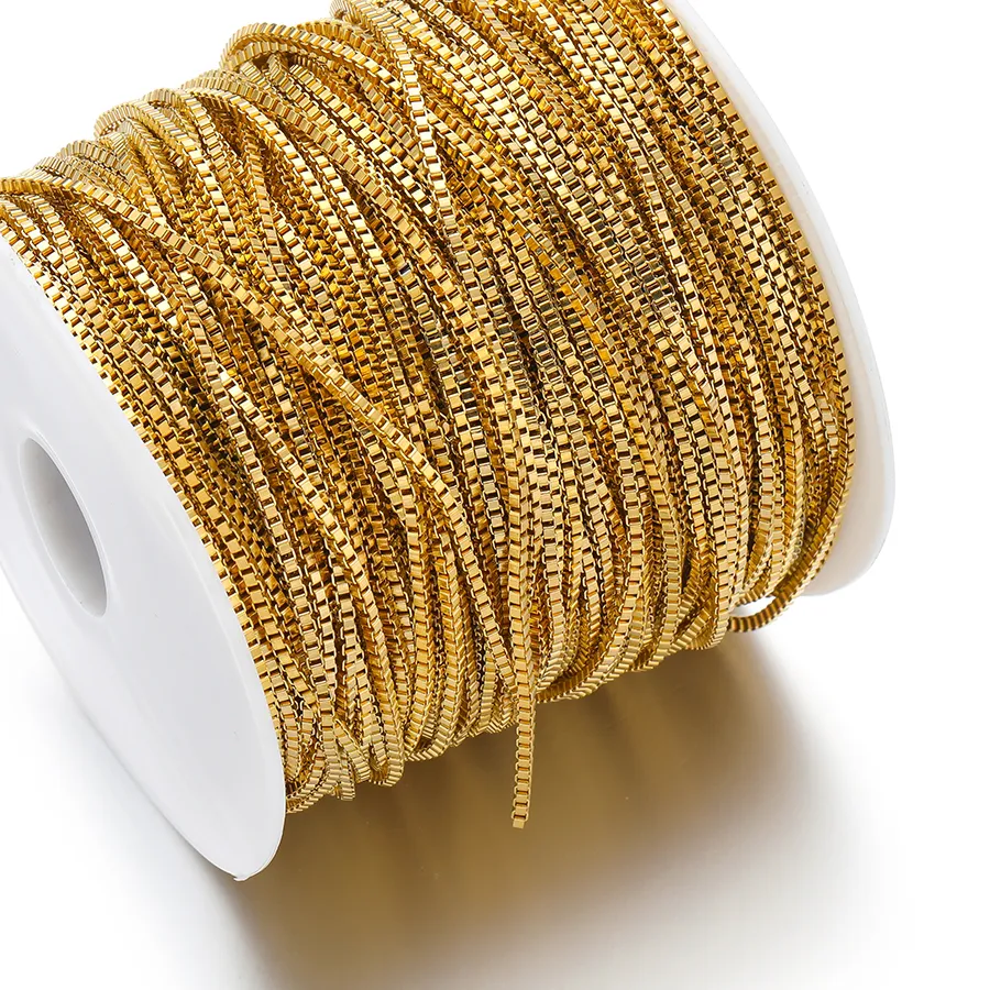 Authentic 2 Meters 2mm Width Gold Color Box Chain for DIY Jewelry Making Necklaces Findings Bracelets Handmade Accessories