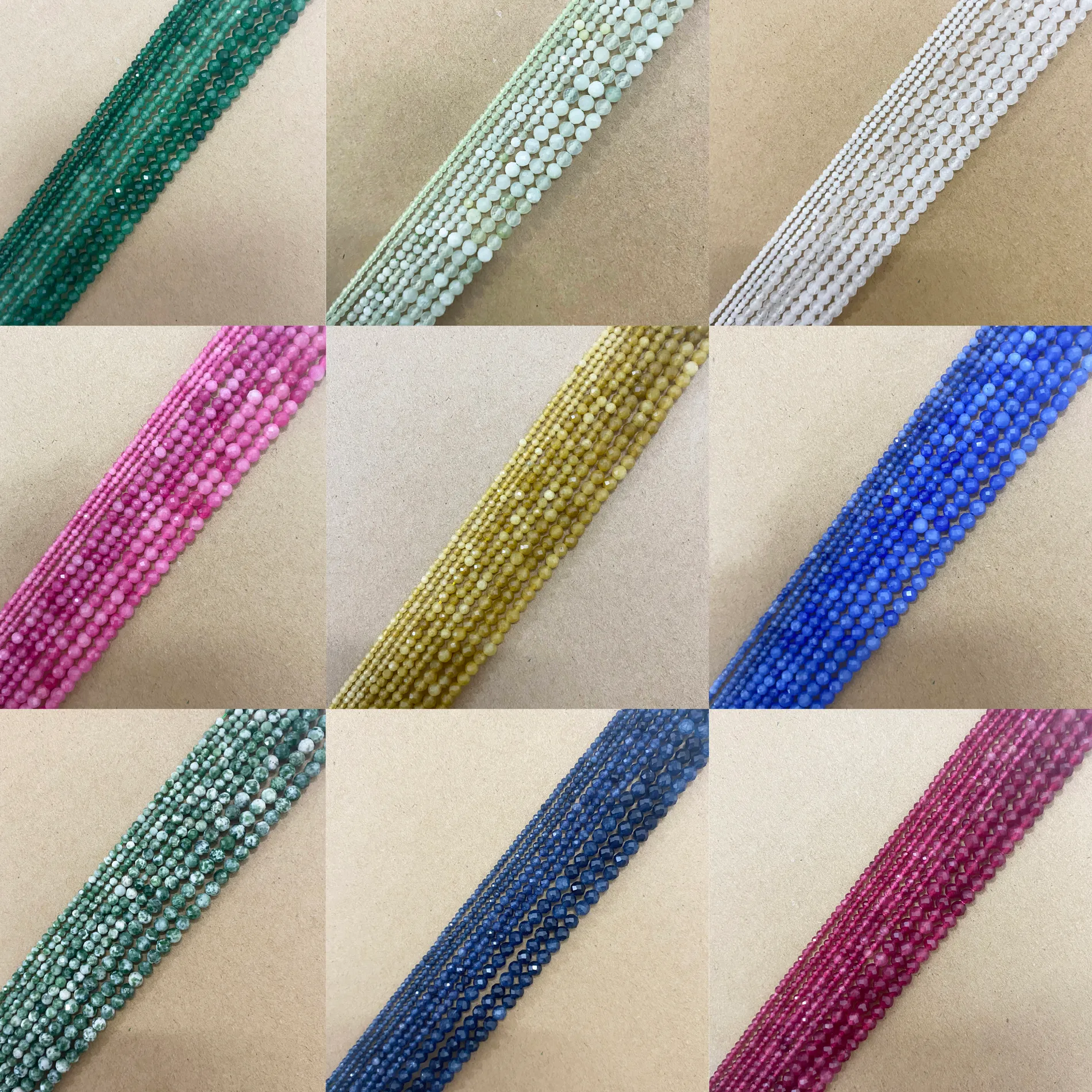 Authentic 10 Styles Small Diamond Cuts Faceted Green Color Jade Round Loose Beads 15" 2 3 4MM Pick Size For Jewelry Making DIY