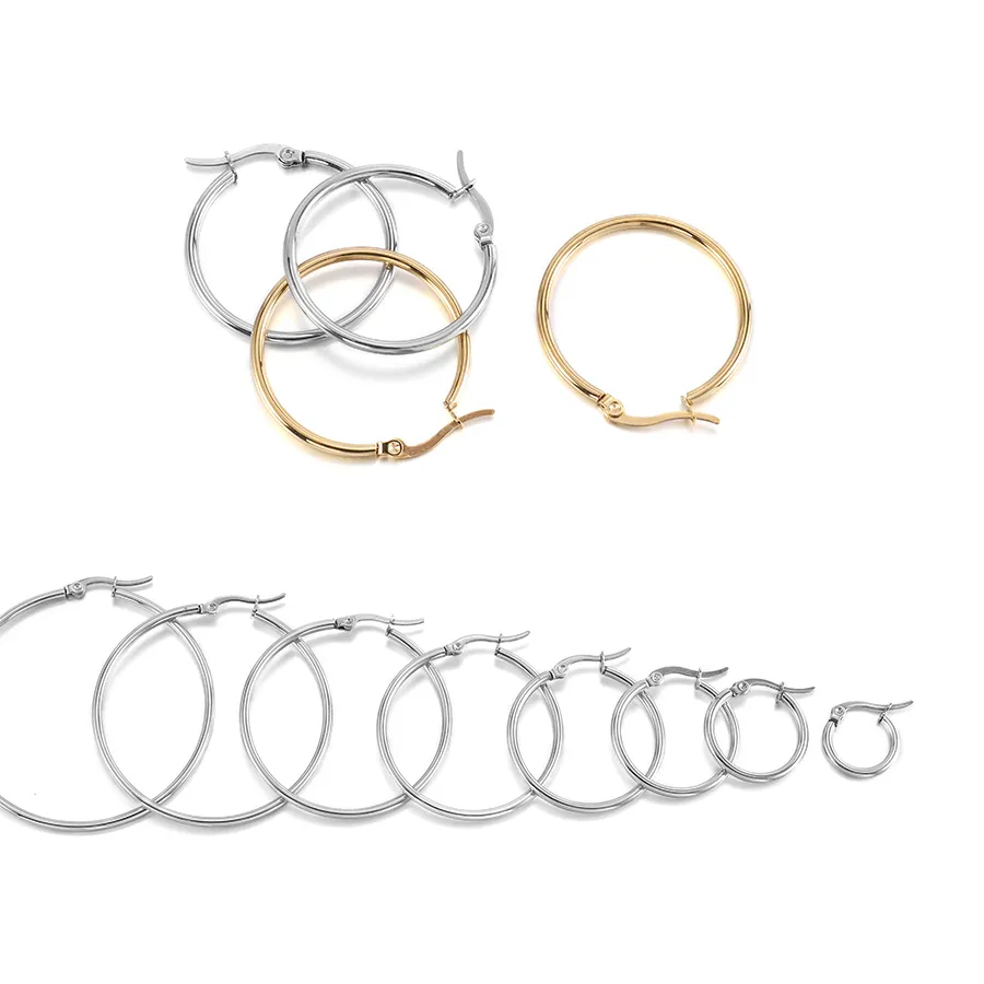 Authentic 10pcs Black Open Earrings Circle Earring Hooks 15-50mm Loop Base Ear Ring for DIY Jewelry Making Findings