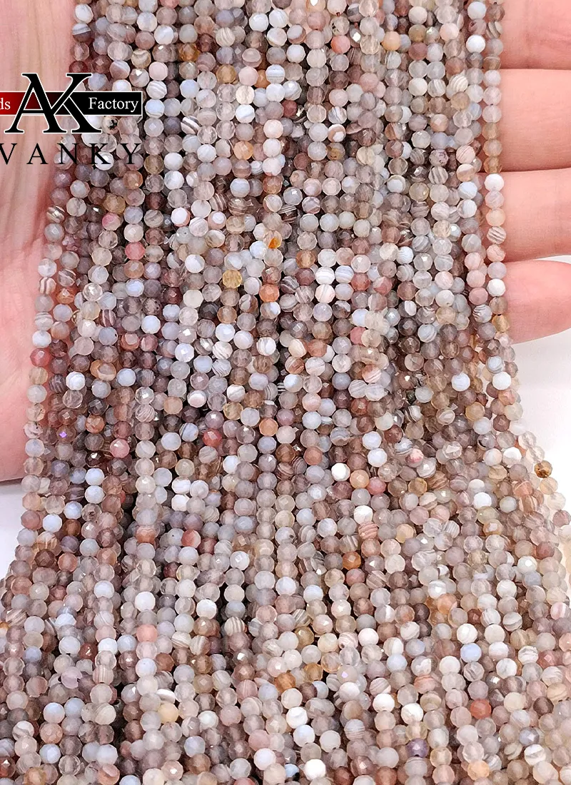 Authentic Natural Stone Botswana Sardonyx Agates Faceted Loose Beads 2 3 4MM for Braceet Necklace Making 15"